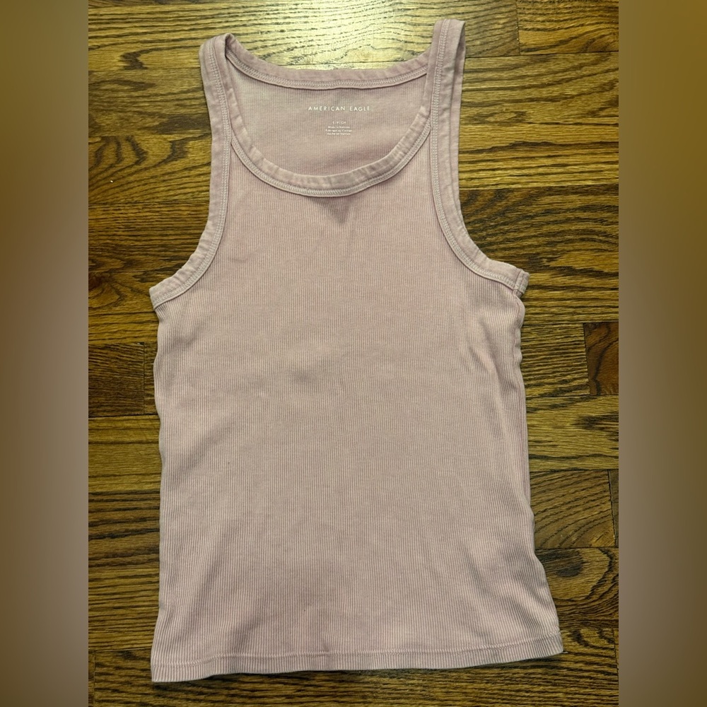 American Eagle Soft Pink Ribbed Tee